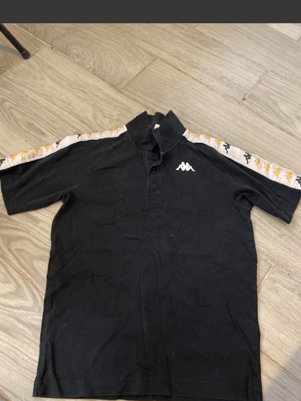 Kappa Black Polo with White Logo and Gold Accent Tape